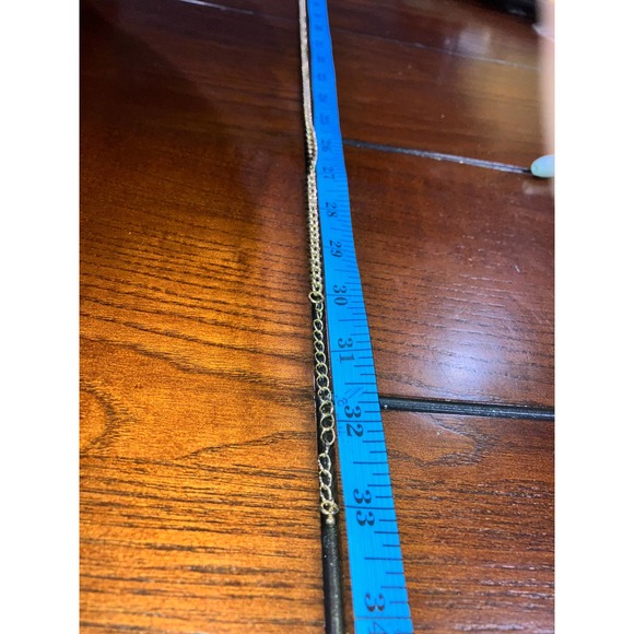 Green Teardrop Pendant Tassels Gold-Tone Chain Necklace! - Picture 10 of 10